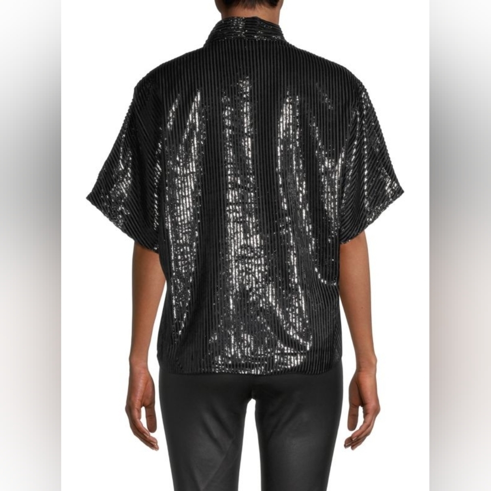 🆕️ Trina Turk Black Dressy Shimmer Concourse Women's Top Size XS/S - Picture 4 of 13